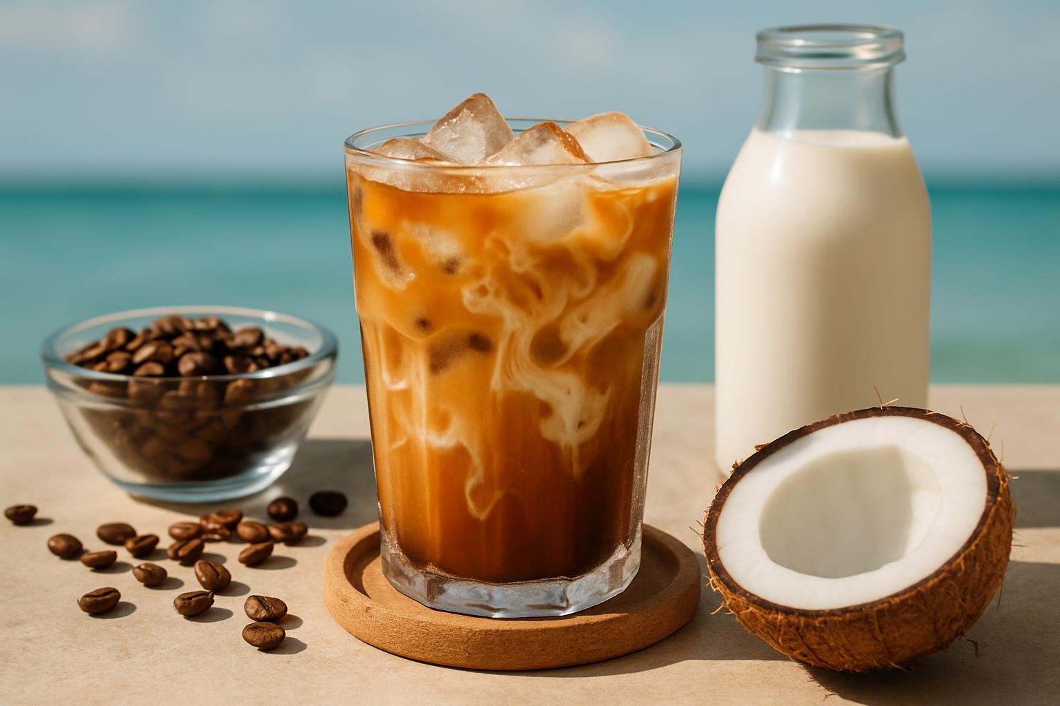 cafe helado con leche de coco